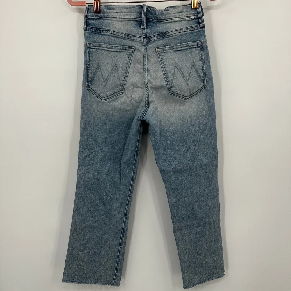 Mother The Tripper Cut Flowers High‎ Rise Distressed Straight Leg Ankle Jeans 26